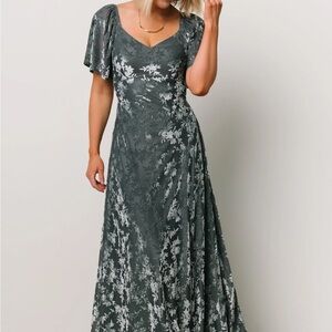 Baltic Born Everley Velvet maxi dress in dusty blue size large